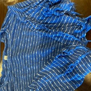 free people blue/white flowy shirt